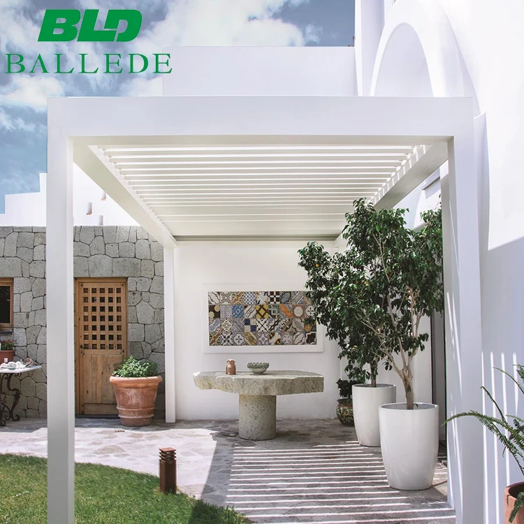 Motorized Opening Louvered Roof Weatherproof Retractable Outdoor Aluminium House Pergola Awning