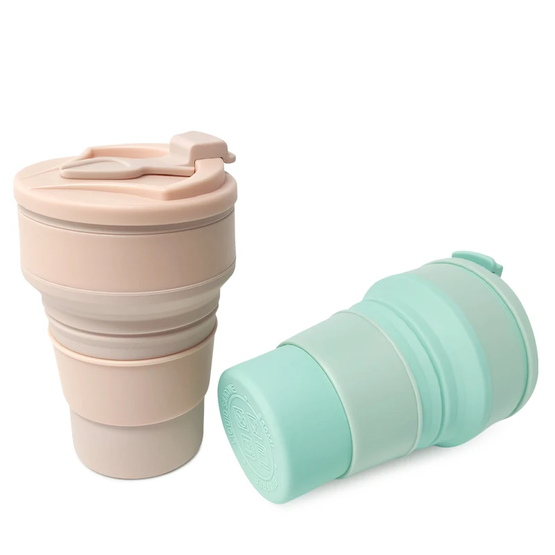 Hot sale collapsible easy to carry outdoors for sports water bottle silicone collapsible cup silicone foldingtravel cup