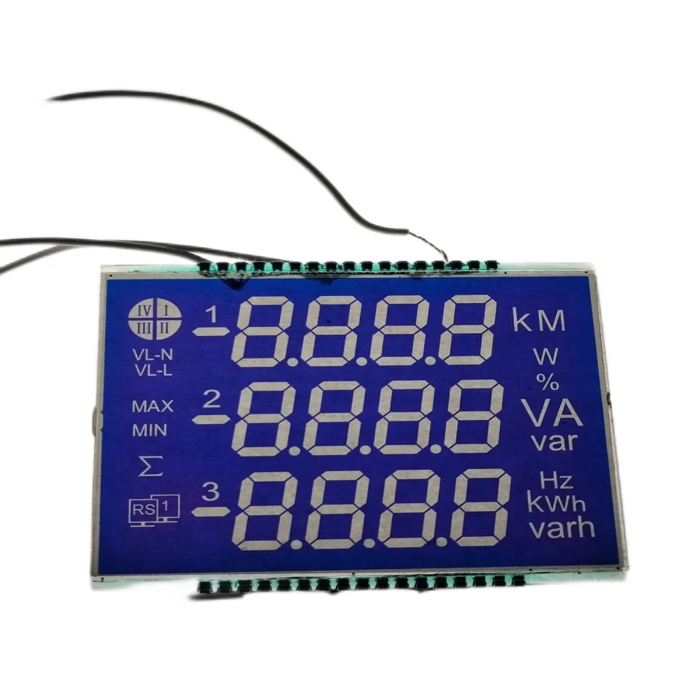 OEM custom transparent LCD screen small panel programmable monochrome HTN 7 segment lcd display for dometer