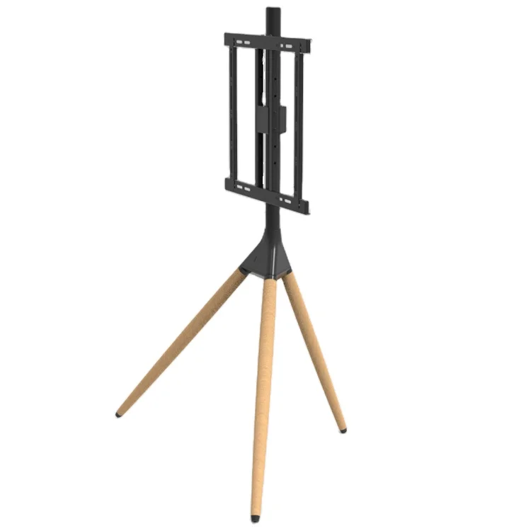 Portable Black Tv Mount Stand Flat Screen Tv Display Floor Stand Artistic Tv Floor Tripod Stand For Living Room