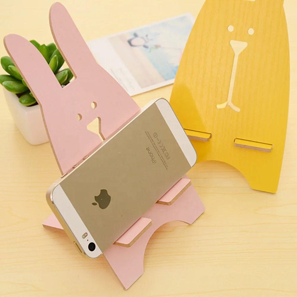 Smart Lovely rabbit plywood pad Mobile phone stents