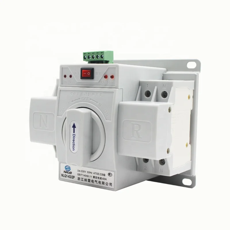 230V Automatic / manual switching  NLQ1-63/2P ATS 63A  220V Dual power automatic transfer switch