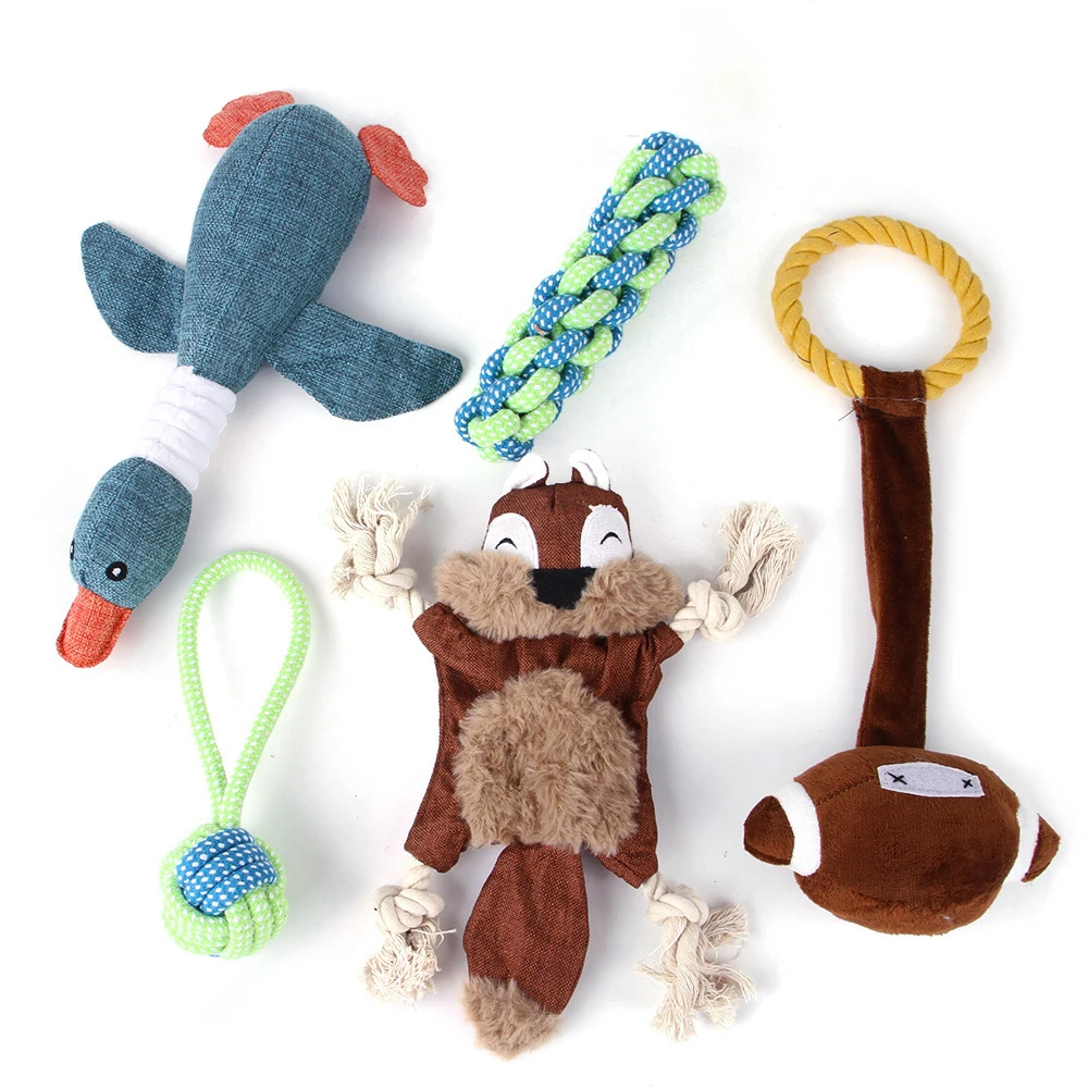 Durable Tough Dog Squeak Toys No Stuffing Animal Crinkle Plush Dog Toys Sturdy Squirrel Interactive Pet Toy