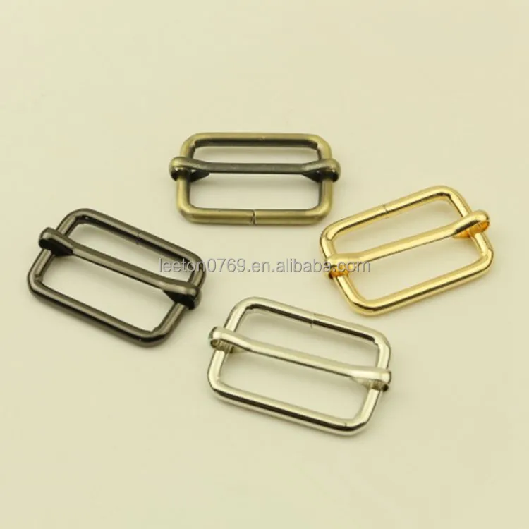 Stock supply 32mm 1.25inch 4 colors metal adjustable tri-glide slider bag buckle