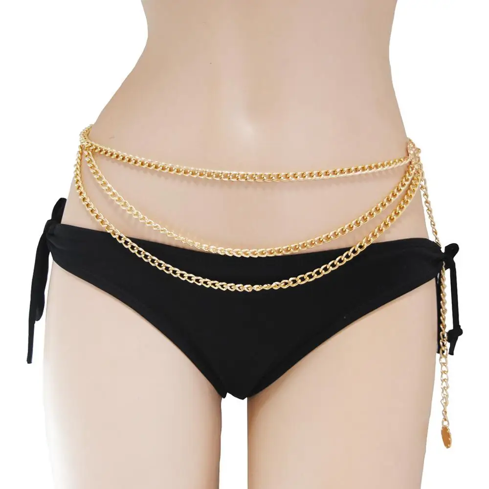 Bohemian Retro Style Multilayer Alloy Waist Chain Body Chain for Women Round Pendant Belly Chain Jewelry