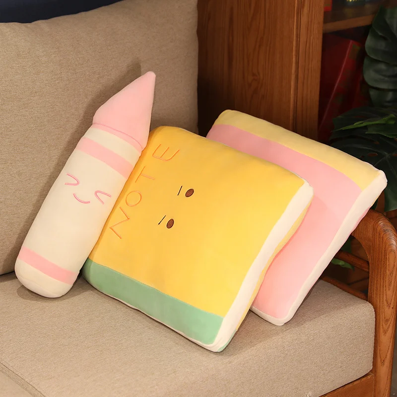 cartoon stuffed colorful pencil eraser rubber triangle stationery plush pillow