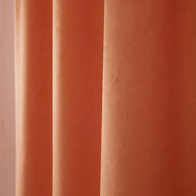 JIUANG Textiles Rod Pocket Woven Polyester Velvet Curtains Solid Color Window Curtains for Living Room