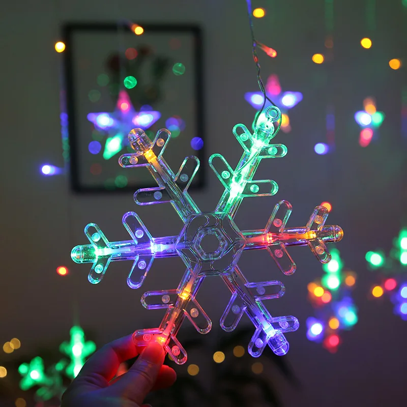 Factory Outlets Big Snowflake and Star Curtain Lamp For Christmas Holiday Party Lighting New Year Decoration LED Light String
