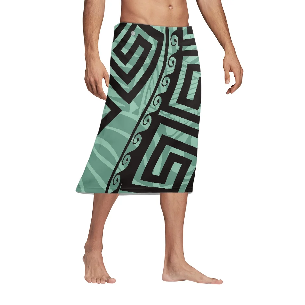 Custom MOQ 1 Polynesian Samoan Tribal Design Men Sarong Casual Beachwear Southeast Asia Ethnic Clothing Wrap Skirt Dress
