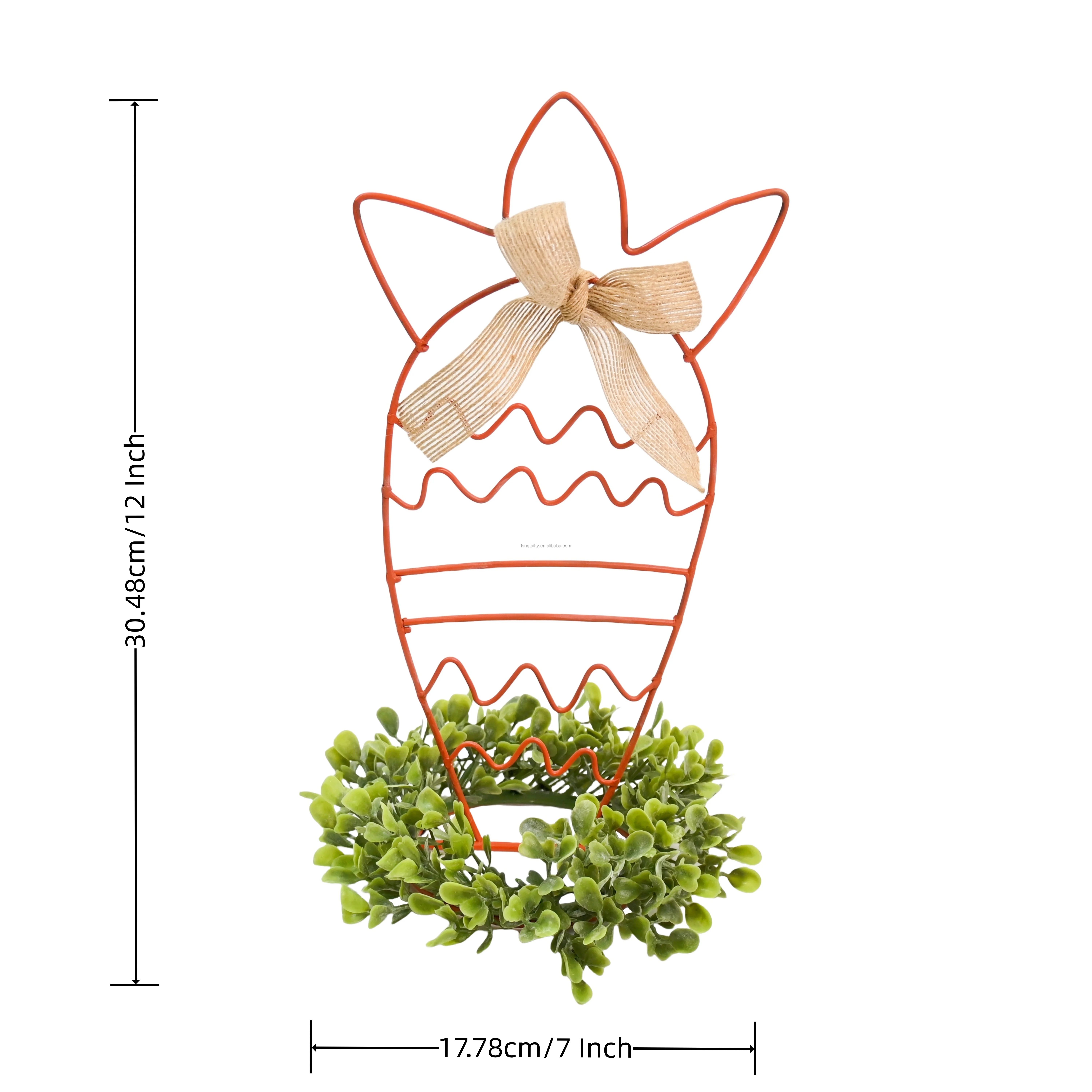Artificial Plants Candle Ring Wreath Easter Iron Wire Metal Carrot Ornaments For Easter Home Table Top Decor Gifts