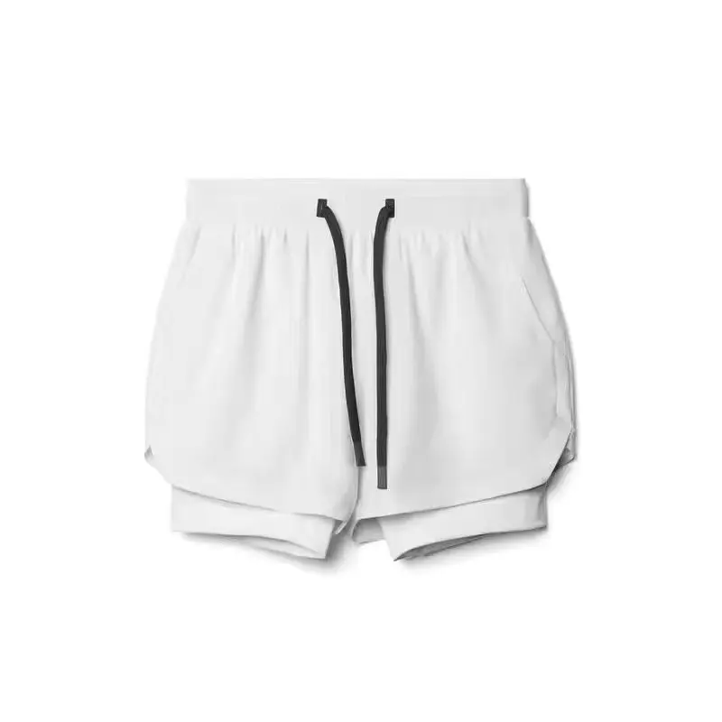 Athletic Sports 2 In 1 Training Shorts Mens Elastic Waist Basketball Tight Breathable Running Fitness
