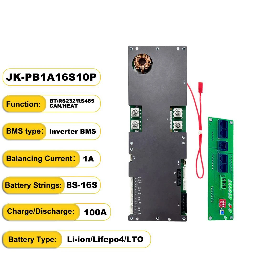 Factory wholesale 16S 10P 15P 20P 100A 200A 48v lifepo4 smart lithium ion battery pack BMS module for Growatt Deye Connection