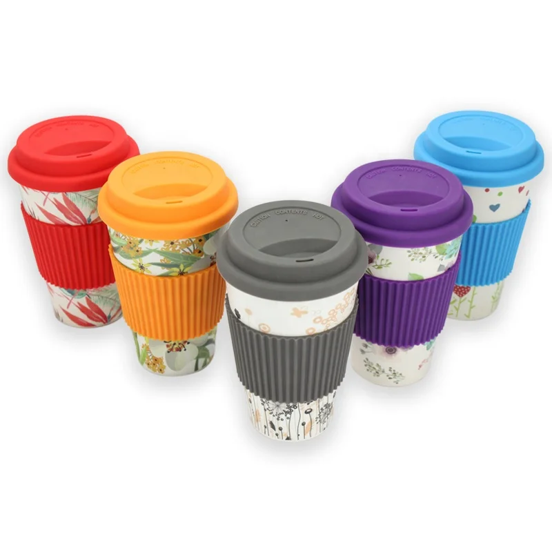 Drinkware Eco-friendly Reusable Travel Espresso Mug Bamboo Fiber Cups for Coffee with Lid