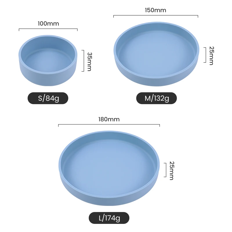 Custom Logo Personalized Food Grade Eco-friendly Reusable Silicone Plate Unbreakable Silicone Baby Bowl Dinner Plates and Dishes