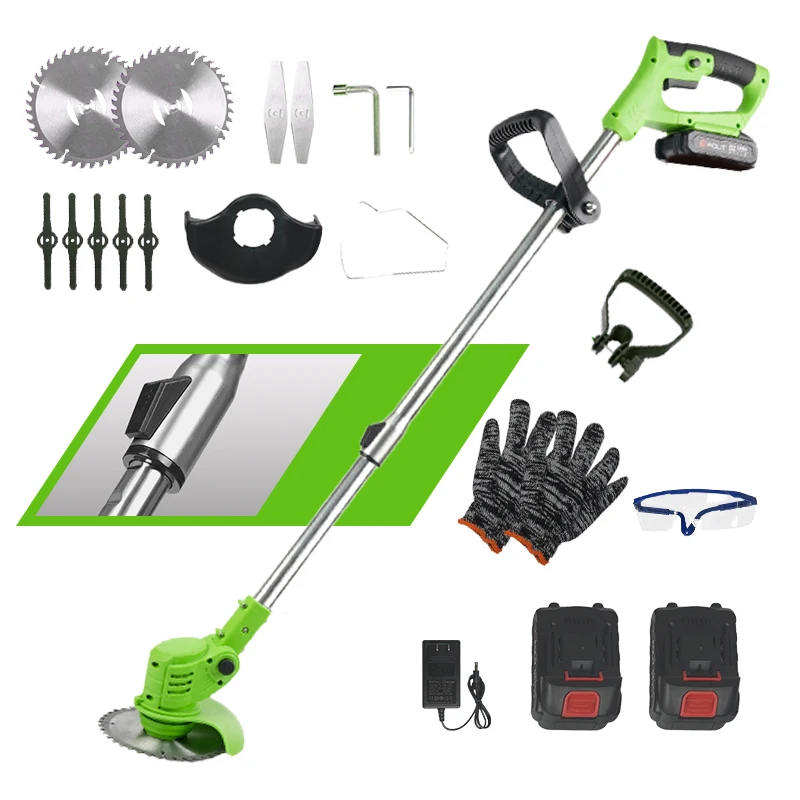 Household power garden string trimmer 21V rechargeable battery cordless electric mower grass cutter with cutting blade