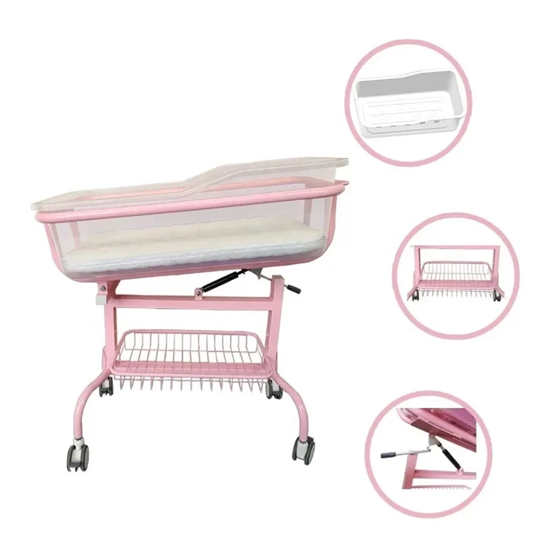 For Newborn Baby Bassinet Height And Head Adjustable Luxurious Hospital Baby Crib Baby Trolley