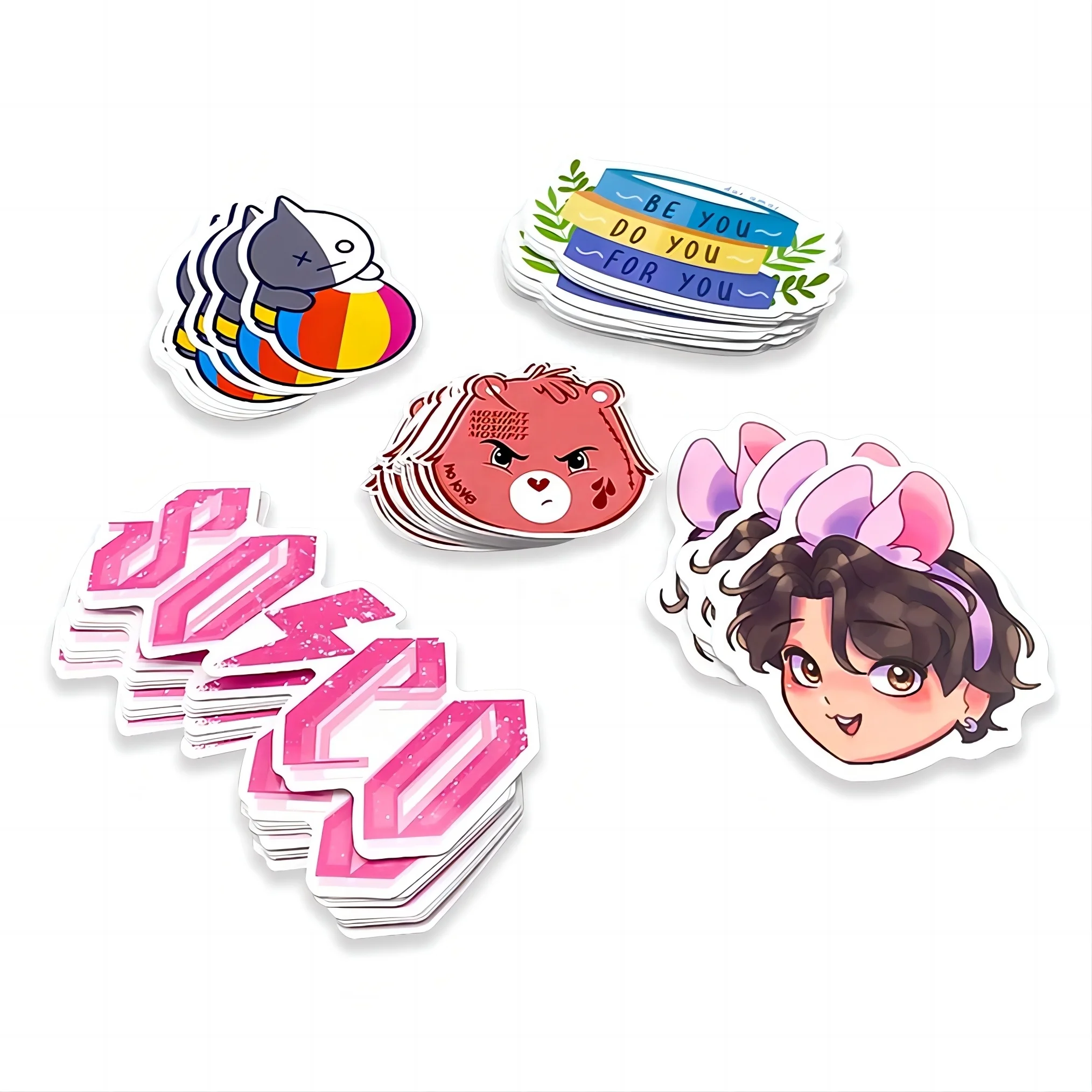 UV Printing Self-Adhesive Label Customized Cartoon PVC Logo Stickers Custom Waterproof Vinyl Die Cut Stickers