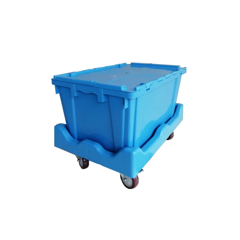 Custom PP plastic transport Storage Moving attached lid vegetable fruit tote box