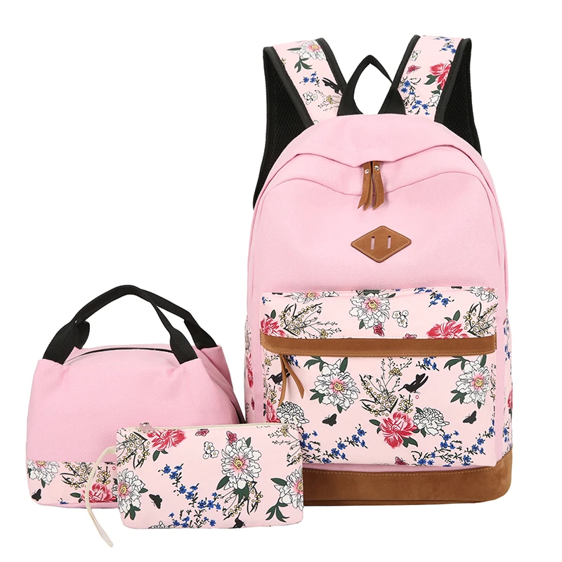 Wholesale cheap multi color 3 pieces school supplies book bag girls backpack school bag set