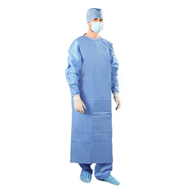 Sterile Surgical Gowns Factory Level 2 Level 3 SMMS Surgery Dental Surgical Disposable with Knit Cuff Adult CE Blue EOS EN
