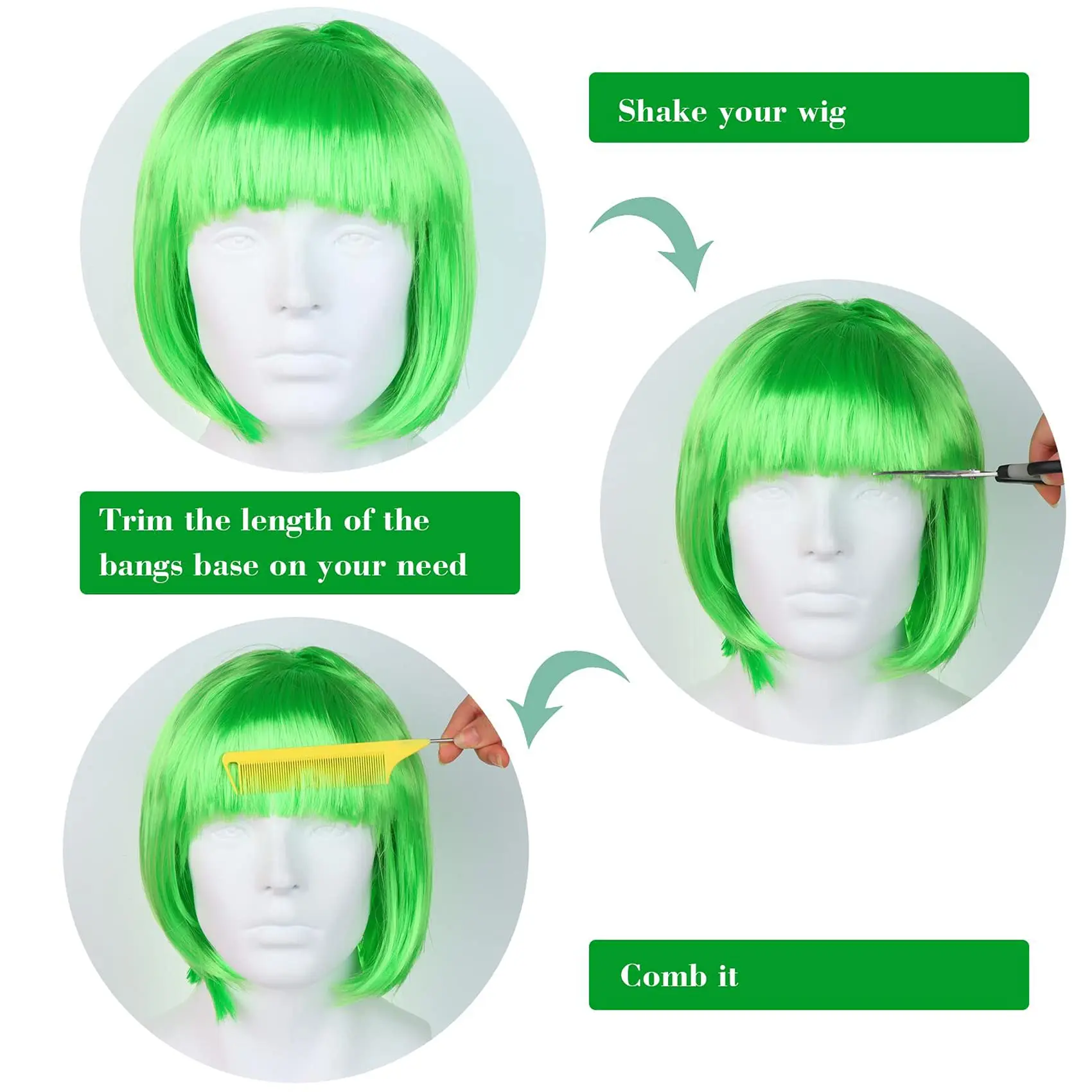 Cheap Colors Fancy Dress Costume Short Bob Synthetic Carnival/Halloween Party Wigs