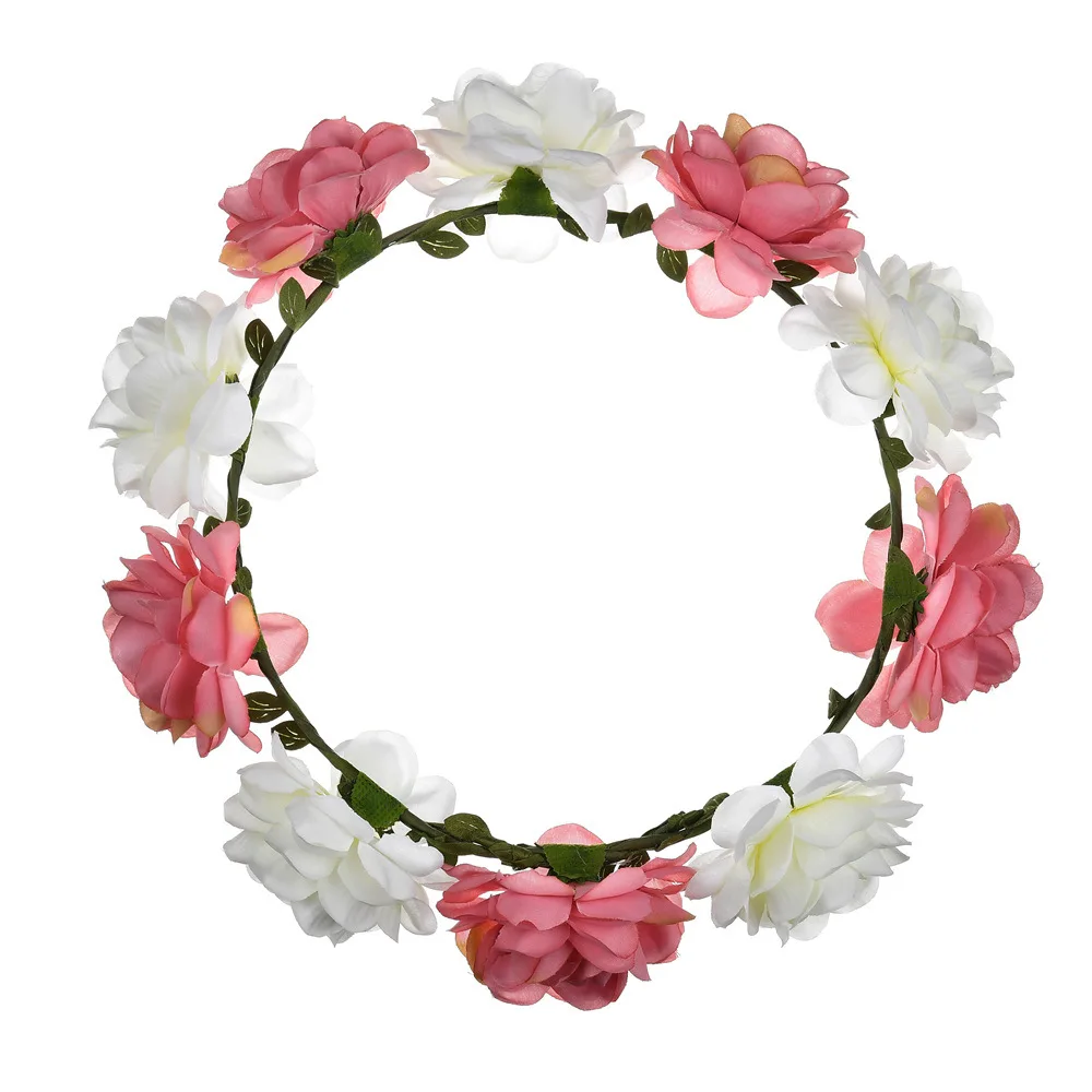 Модная Цветочная Корона Красочная искусственная Гирлянда повязка на голову свадебные тиары для женщин и