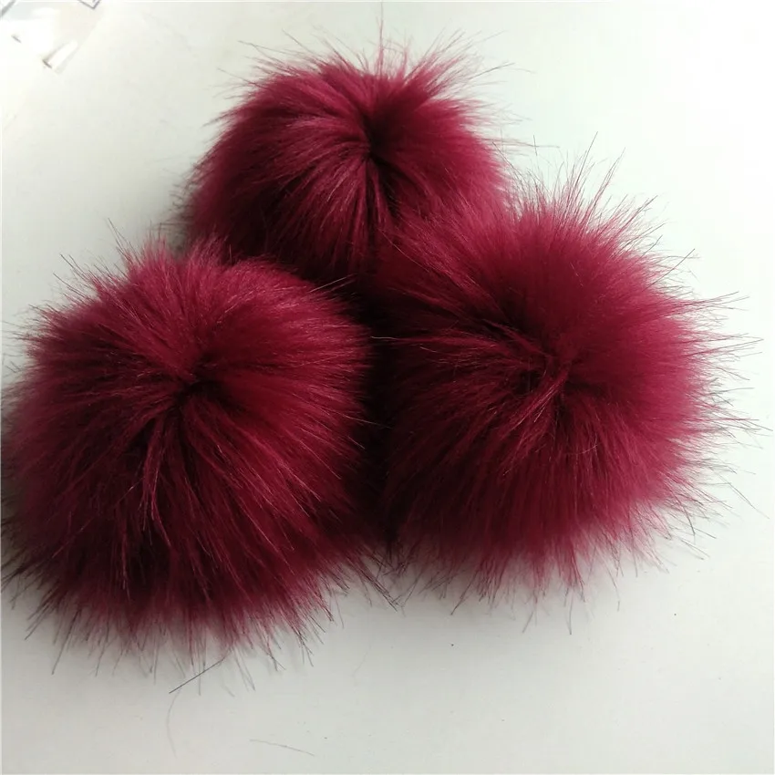 Custom Faux Fur Pom Poms For Hat Faux Fake Fur Ball With rops cord For Beanie cloth kids toys 16cm DIY puff balls with ropes