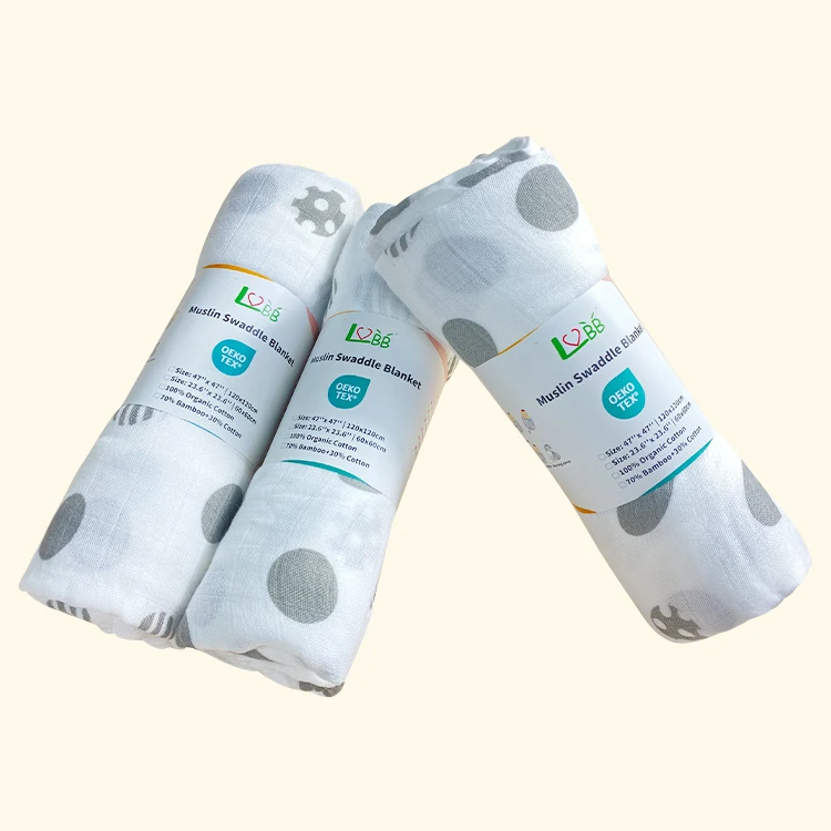 Custom print Baby Blanket Swaddle baby bamboo muslin swaddle blanket for newborns