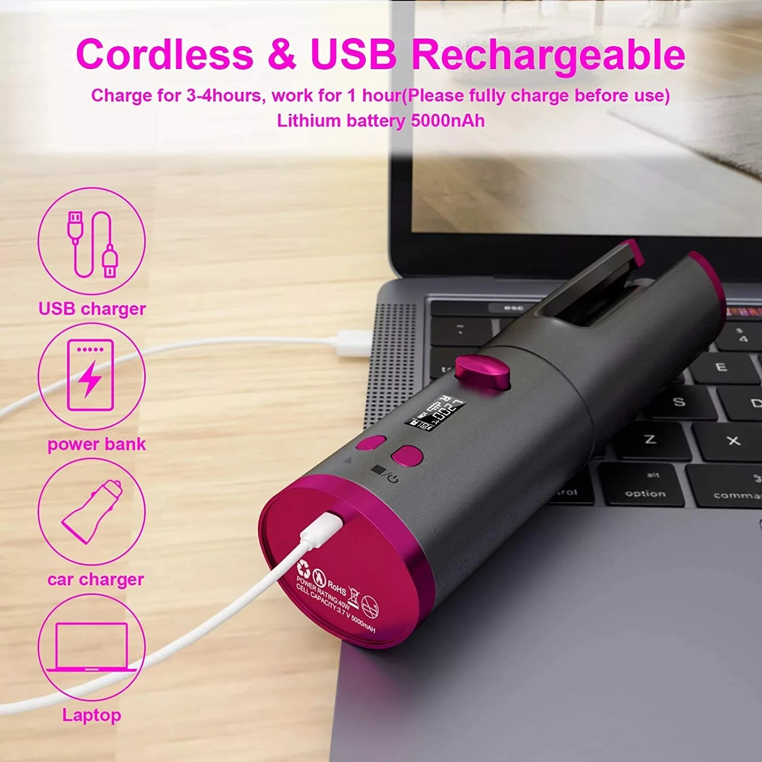  2021 USB перезаряжаемые беспроводные электрические керамические щипцы для завивки