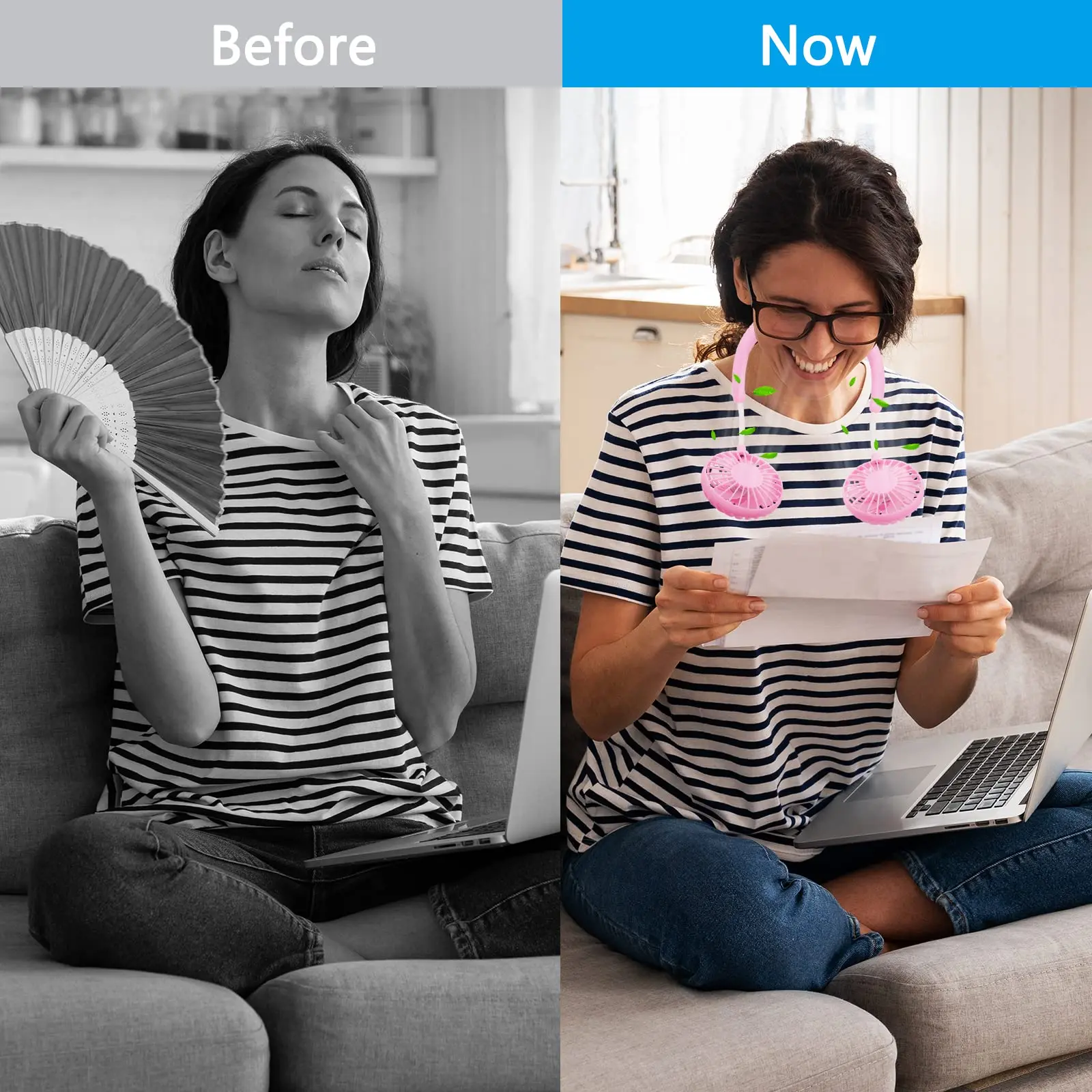 Dropshipping Usb Rechargeable Lazy Sports Portable Wearable Neck Fans Mini Fan