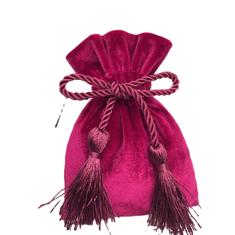 New wine red gold silk flannel bag bundle pocket Chinese style candy bag wedding supplies bride gift candy bag