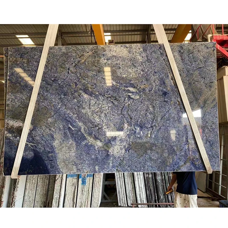 Natural Stone Polished Blue Onyx Tiles Backlit Ice Marble Slab For Table Tops Hot Sell