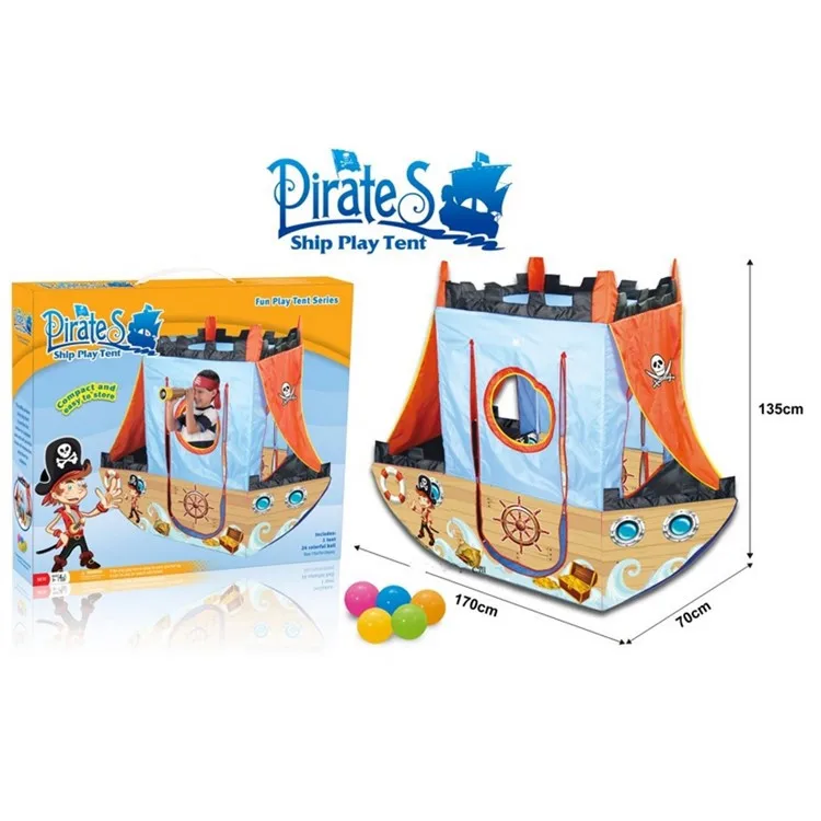 Kids Indoor Playhouse Pirate Ship Tent for Children with Ocean Balls Foldable Toy House Outdoor for Boys And Girls Gift