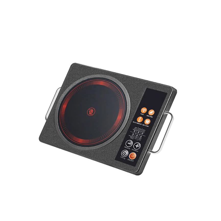 CKD SKD  Fashion Design 2200W Unpolished Crystal Glass Panel Black Electric Portable Ceramic Hob Single Burner Infrared Cooker