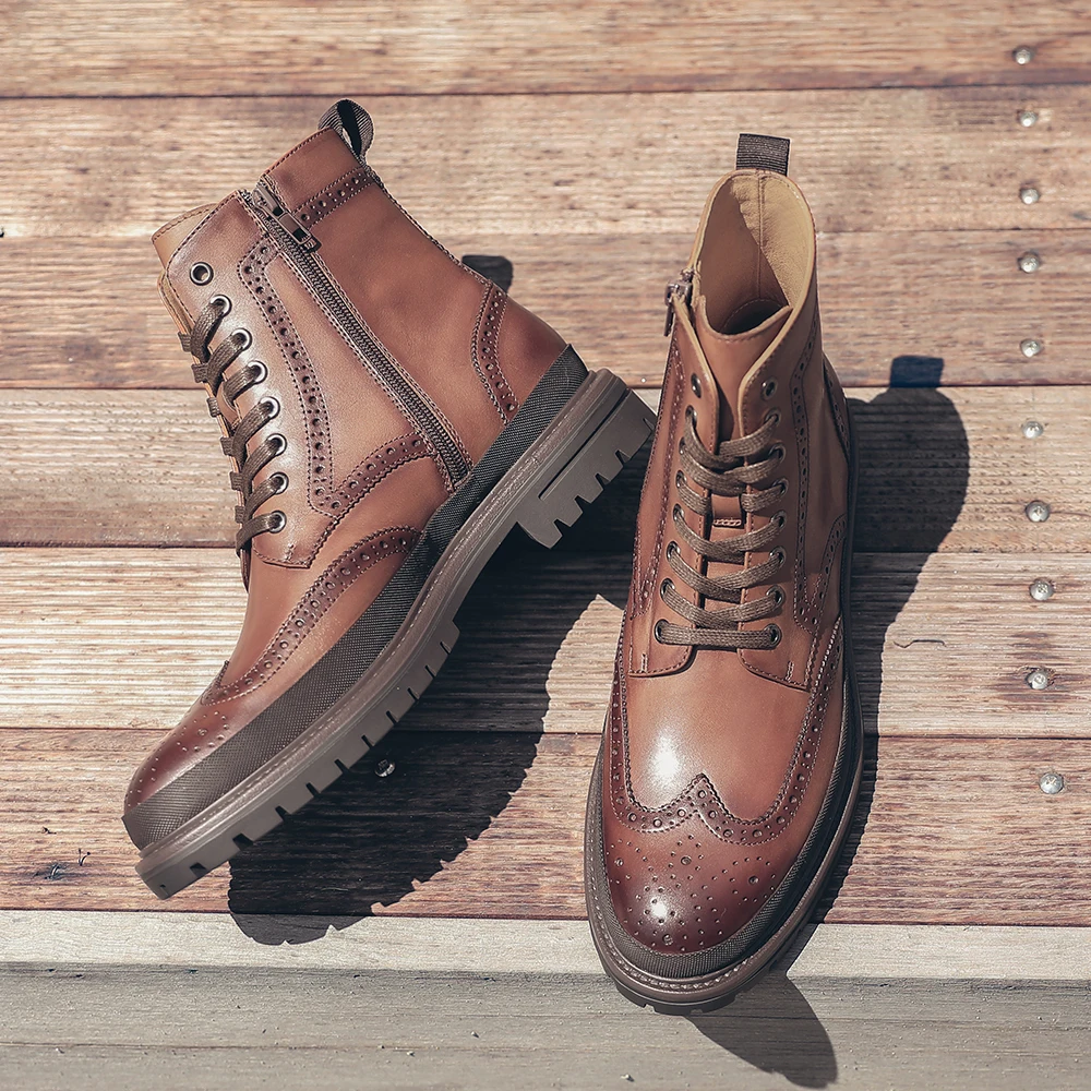 
Designer High Quality High Ankle Winter Leather Boots For Mens Winter 