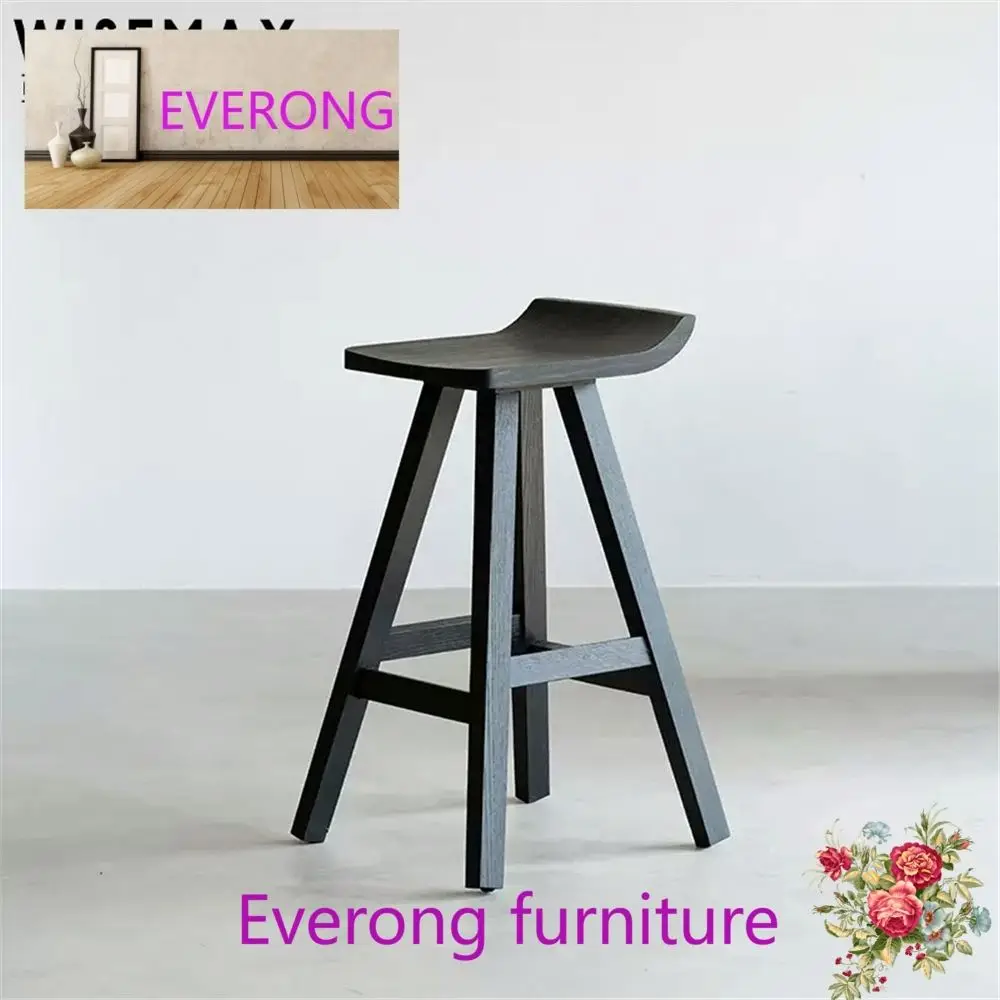 EV FURNITURE Japanese Style Restaurant Furniture Home Wood Dining Chair Solid Ash Wood Bar Stool Optional Bar Chair Design