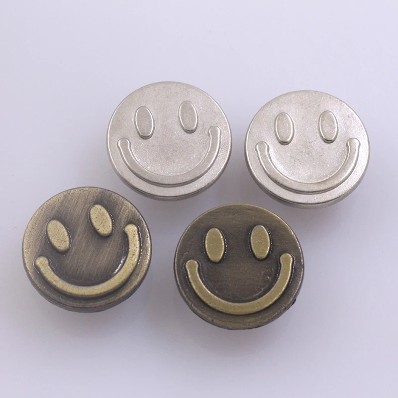 Заводская оптовая продажа, металлические пуговицы для джинсов 17 мм с рисунком счастливого лица на заказ