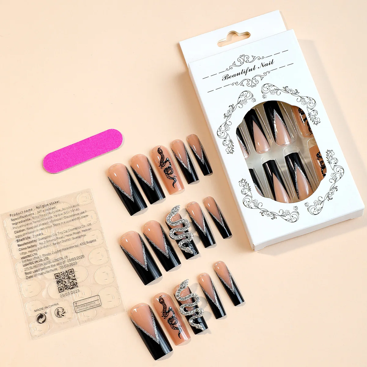 Luxury Extended Long Ballerina Coffin Shining 3D Diamond Halloween Glitter Wholesale nails art press on nails