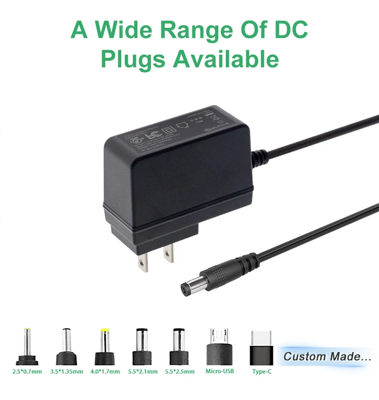 US Plug UL FCC 15W 12V 1.25A with a Custom Connector M12 Wall Mounted Adapter for Router