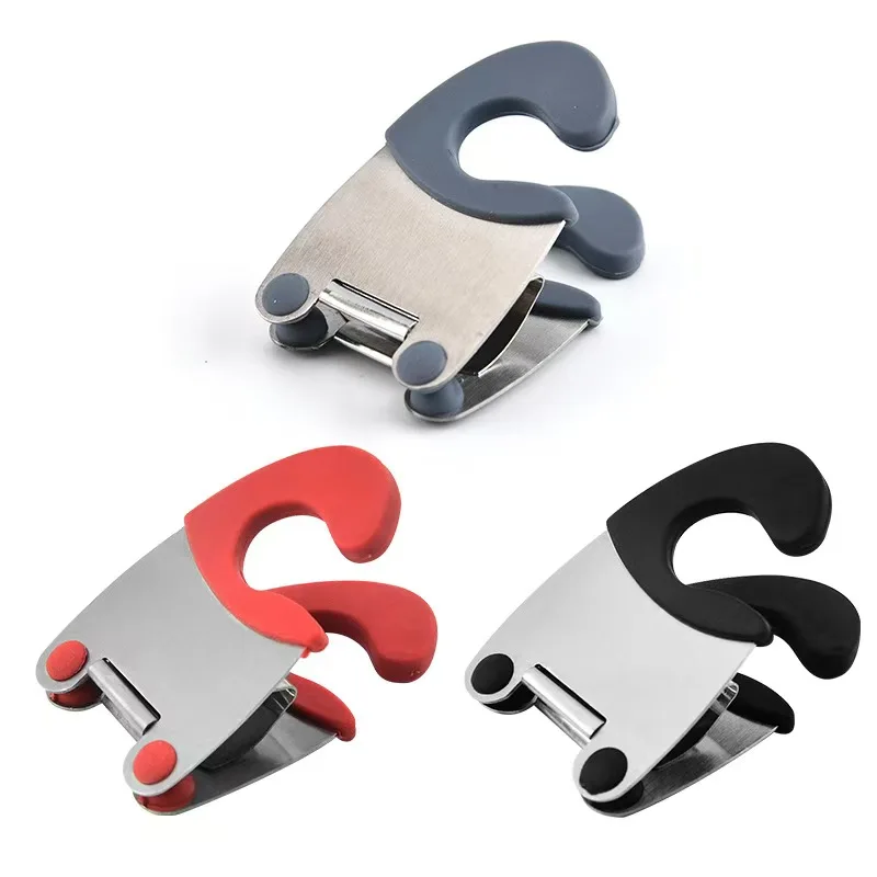 Stainless Steel Pot Side Clips Anti-scalding Spoon Holder Kitchen Gadgets Rubber Convenient Kitchen Tools