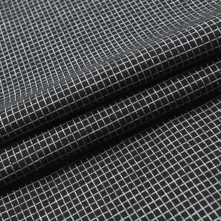 2021 Latest design small plaid china polyester spandex recycled jacquard fabric for pants