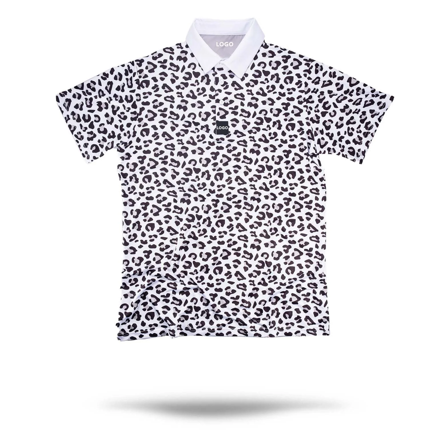 Made High Quality Men Athletic Gray V-neck Muscular Sport Leopard Golf Polo T Shirts Custom