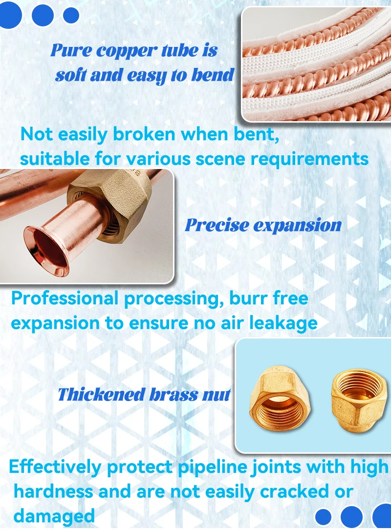 JH Factory Price HVAC Flexible PE Insulated Copper Corrugated Pipe Tubing For Refrigeration  Air Conditioner
