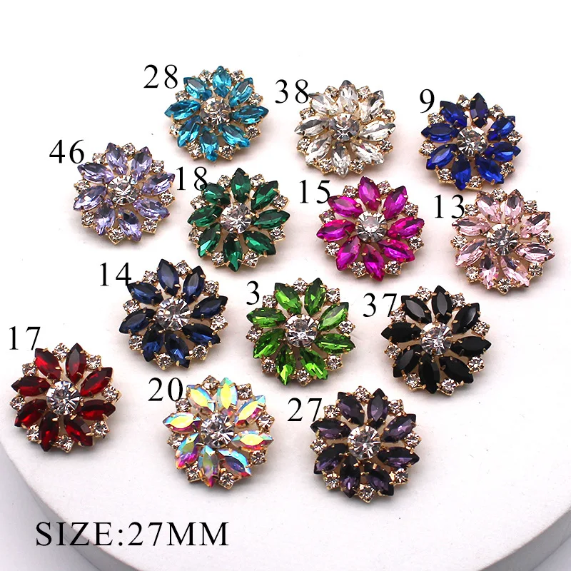 New Design crystal Round Rhinestones 27mm sew on claw rhinestone brooches Glass Rhinestones for garment accessory