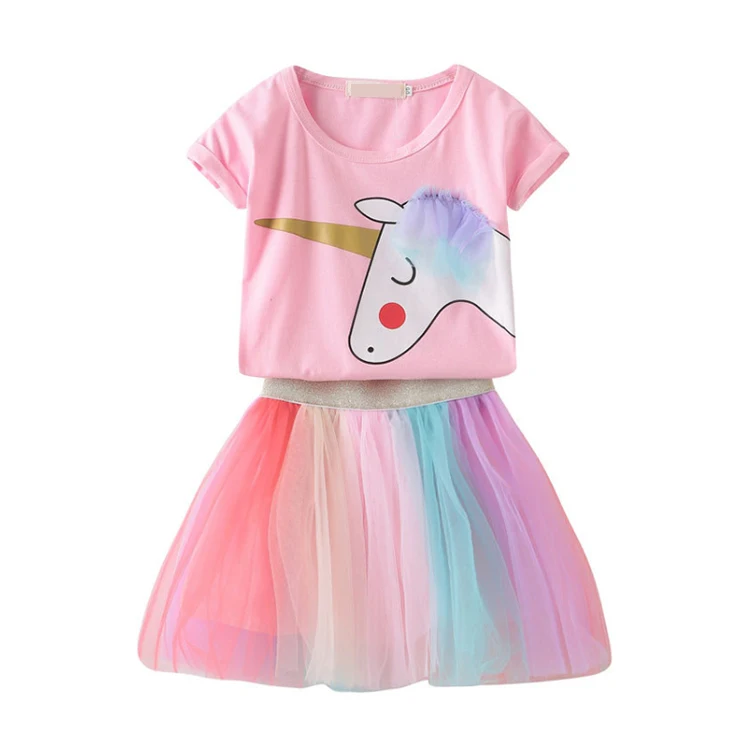 
Custom Hot Sale Extended unicorn top fancy Kid t-shirt 