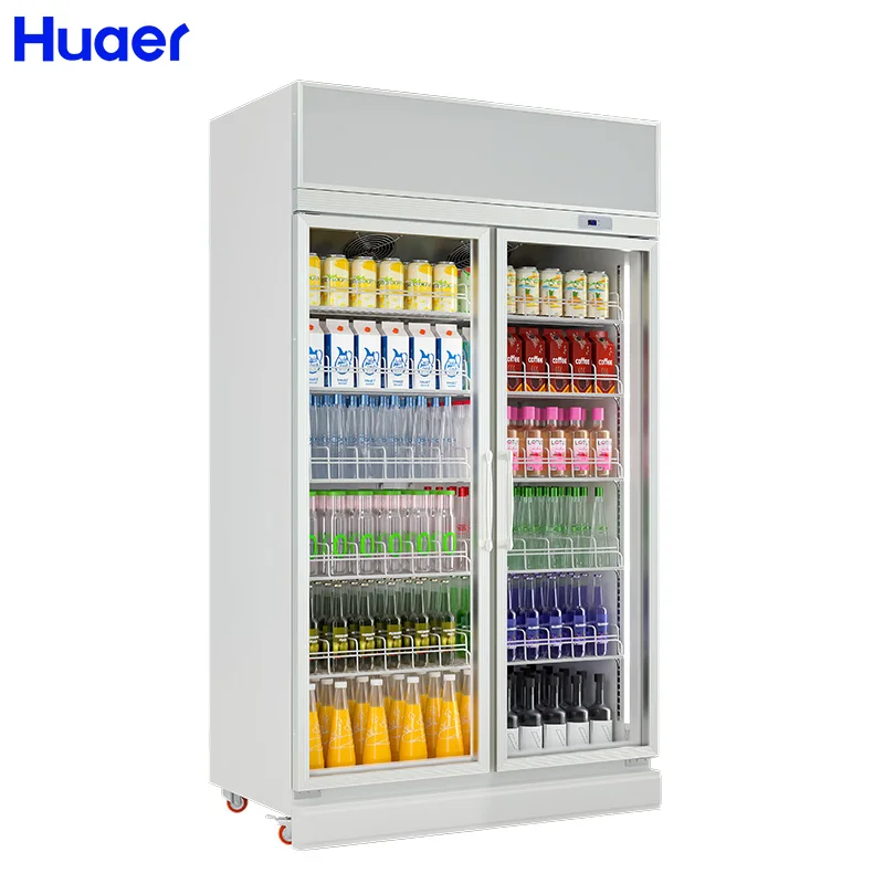 CE Certified Single-Temperature Beverage Display Chiller with Vertical Glass Door for Drinks Showcase