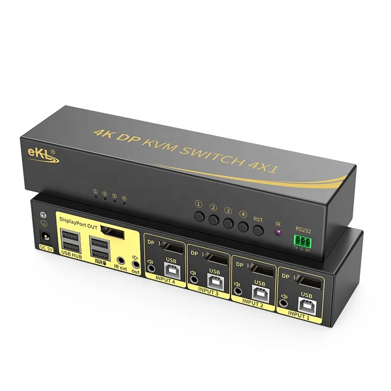 EKL 4-портовый дисплей kvm usb переключатель 4k @ 60 Гц с