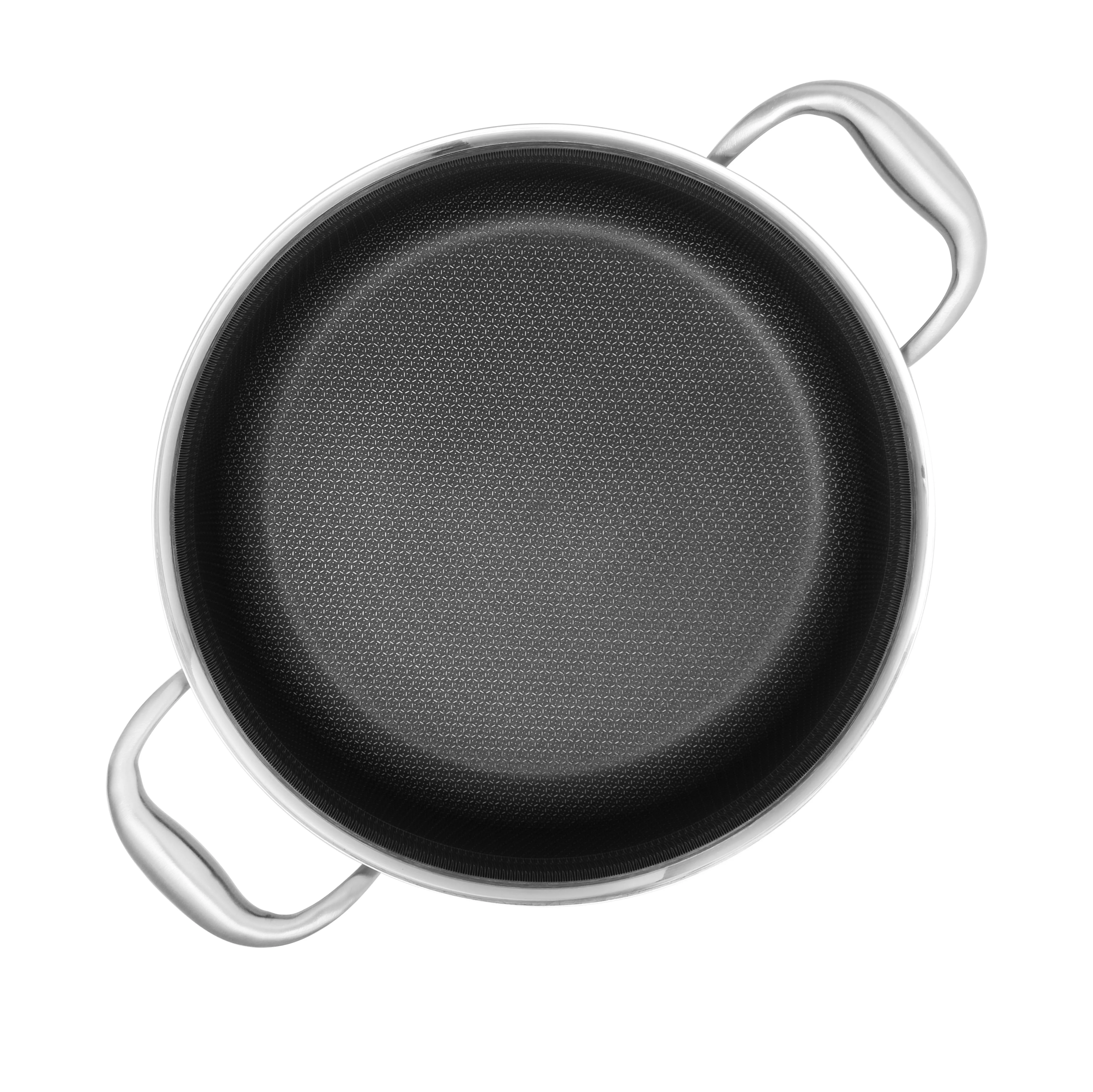 PFOA/PFAS FREE Honeycomb Nonstick korean Tri-ply 18/10 stainless cookware induction wok cooker with two side handles