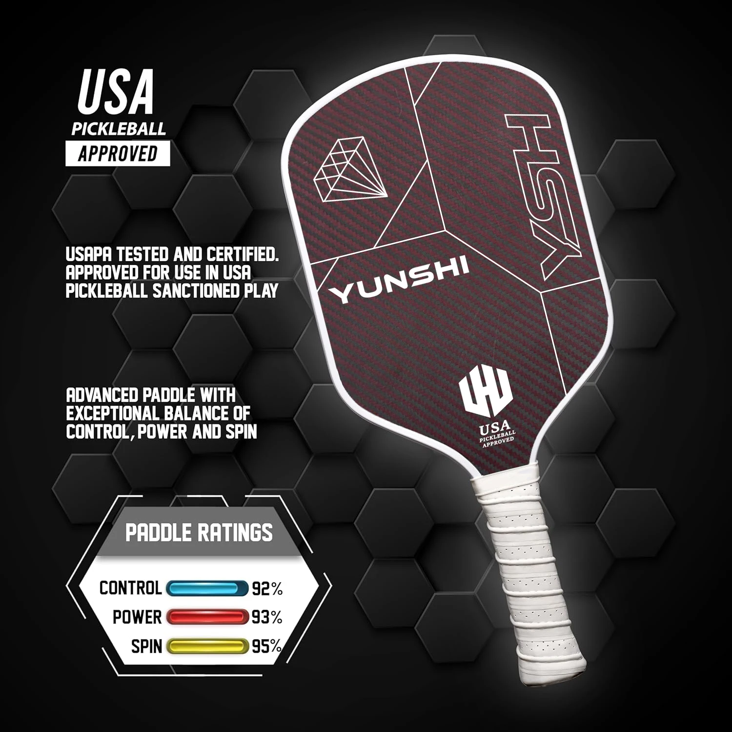2024 New Style 3K Red Black Kevlar Texture Carbon Fiber 16mm Pickleball Paddle