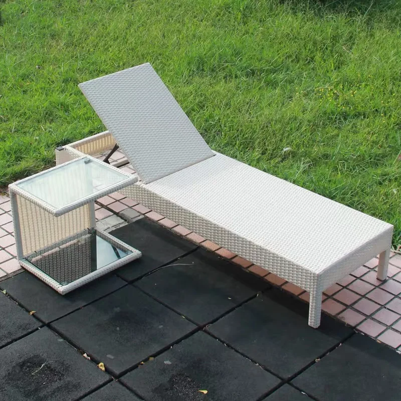 All Weather Patio Furniture Set PE Rattan Sun Loungers Swimming Lounge Chairs